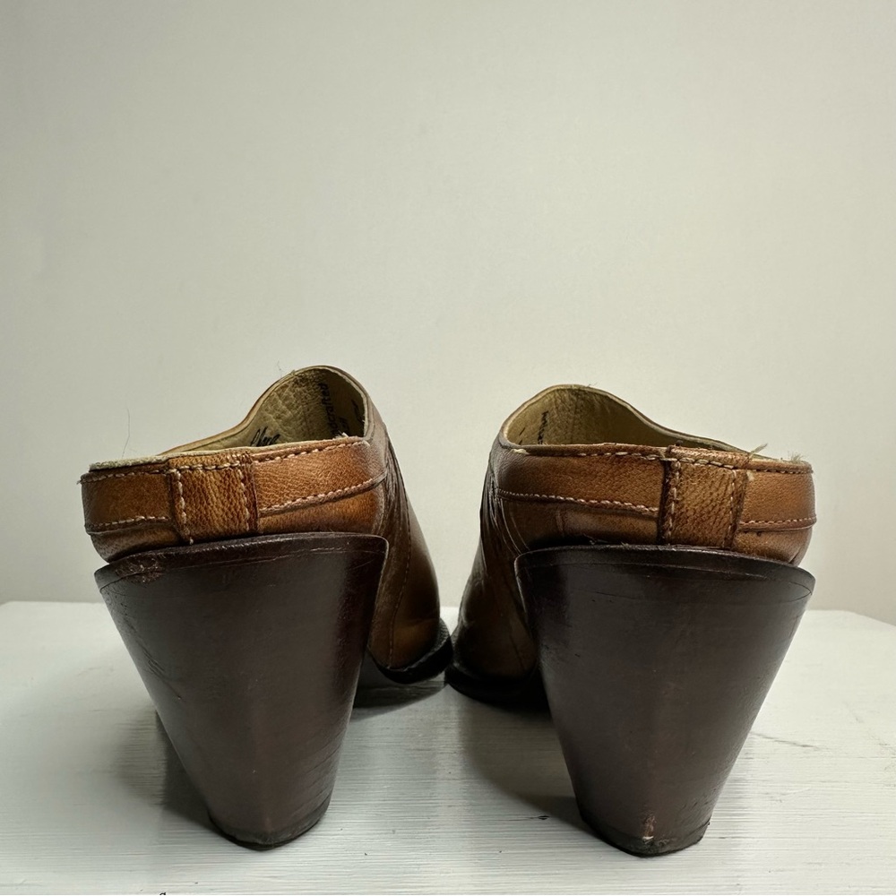 VTG Leather Western Style Snip Toe Mule Heels Women’s Size 7 - Picture 3 of 12